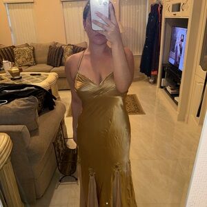 Elegant Gold Halter Dress